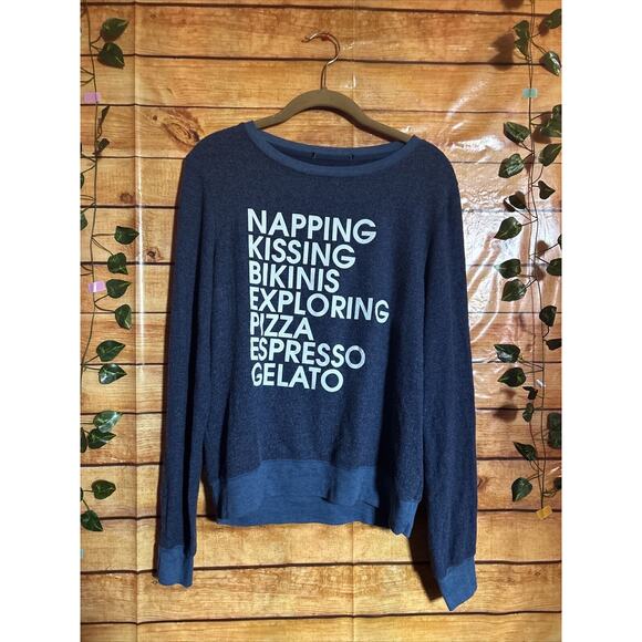 Wildfox Sweaters Wildfox Blue Cozy Sweatshirt Size S - Picture 3 of 10